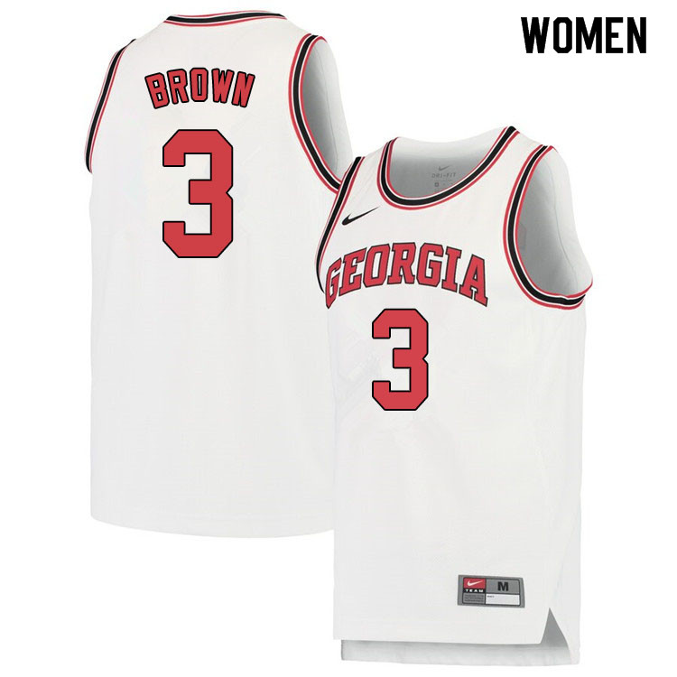 Women #3 Christian Brown Georgina Bulldogs College Basketball Jerseys Sale-White